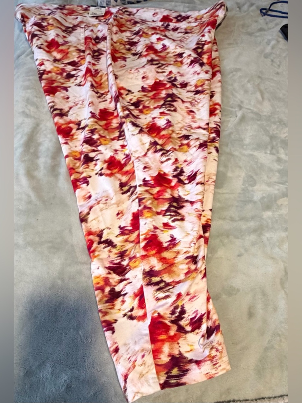 terra & sky women Orange Print Stretchy Pull On pants plus size 5X NWT